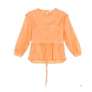 Tela Rami Top Peplum Tie Back Long Sleeve Size M 44